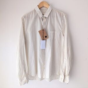 Yigal Azrouel Cream Beige Ivory Stripes Button Down Shirt USA Israel S